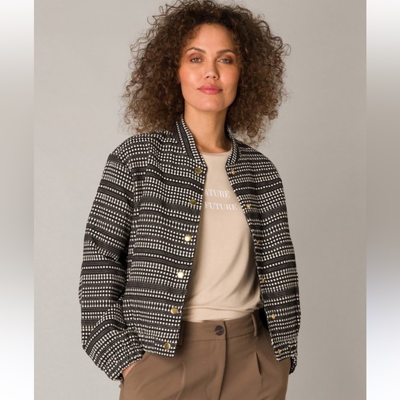 Yest Jackets & Blazers - Knitted Black and White Bomber Style Jacket by Yest